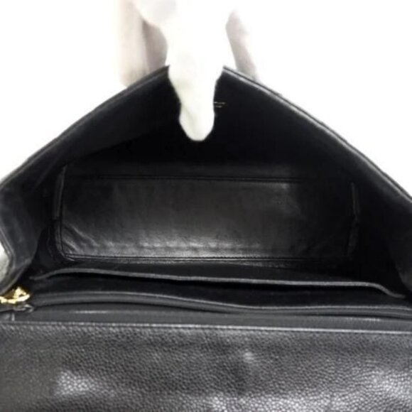 Authentic CHANEL 24K CC Caviar Vintage Kelly Quilted Flap Bag Black Purse Handle - Picture 10 of 15